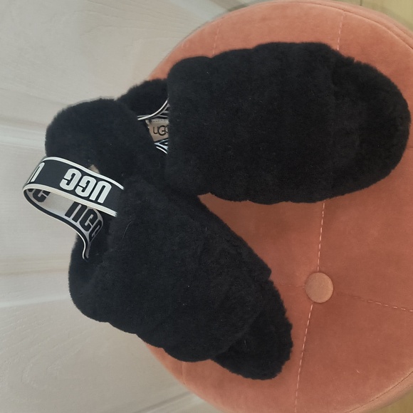 UGG Fluff Yeah Slide Sandals In Black Size 7 - Picture 3 of 7